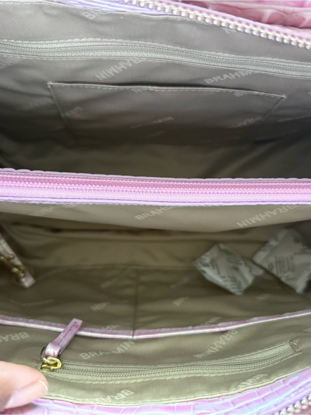 Brahmin Pink Croc-Embossed Satchel with Matching Wallet - Picture 10 of 16
